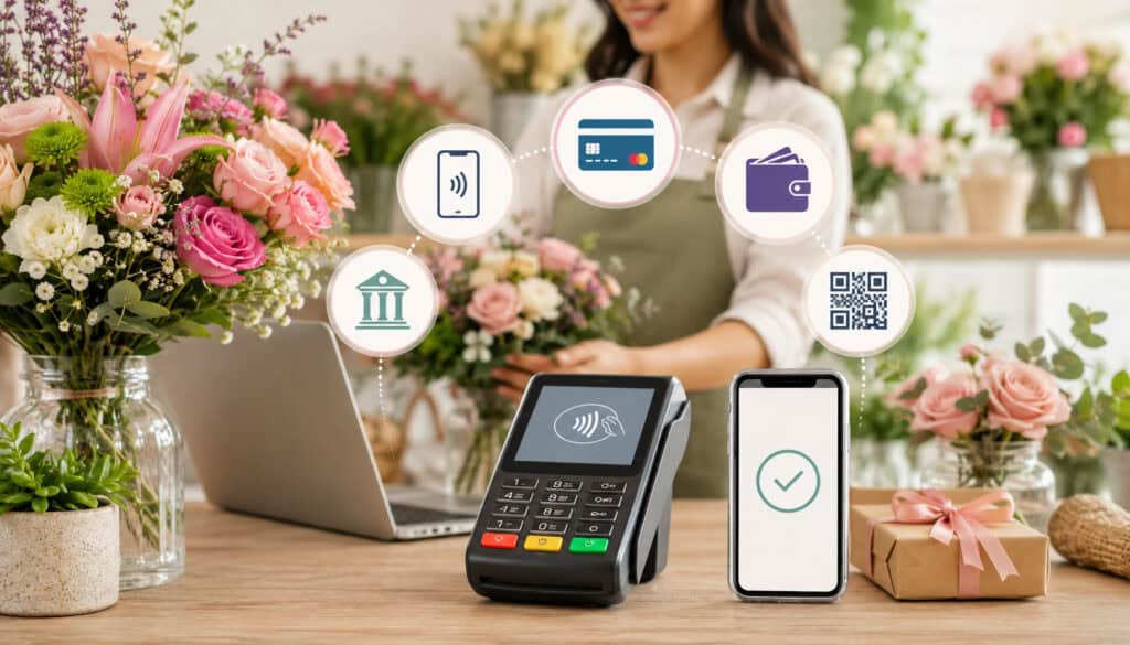 Floral shop accepting digital and card payments
