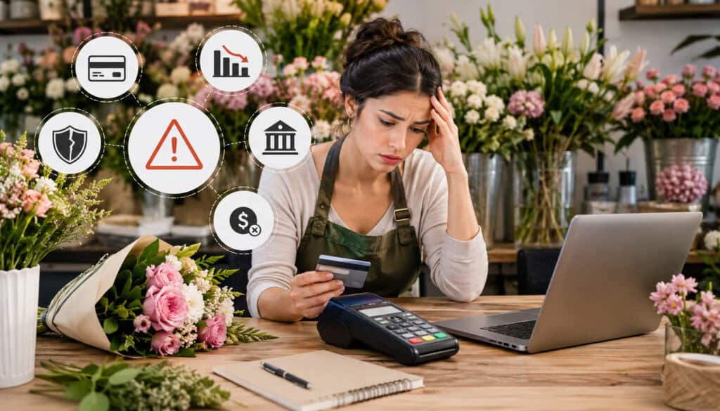 Flower shop owner facing payment processing issues