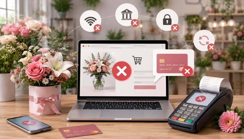 Flower shop online payment error illustration