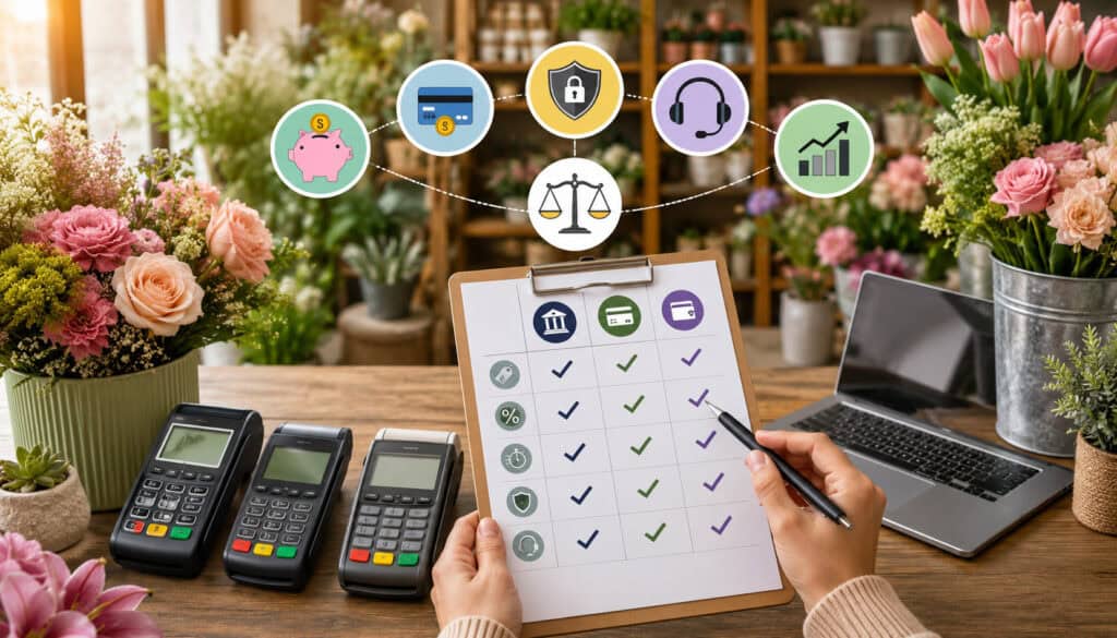Flower shop merchant account comparison illustration