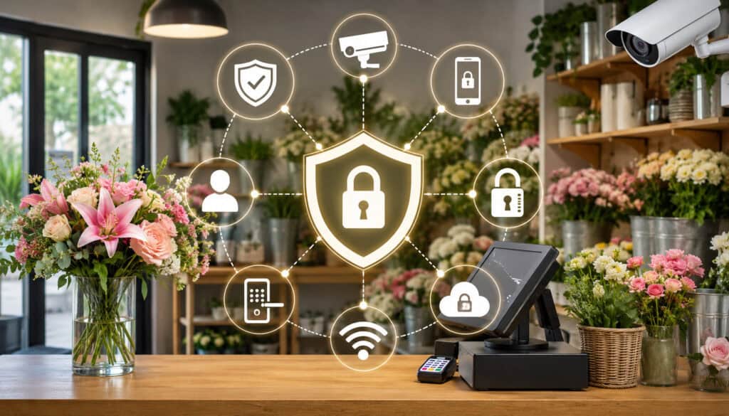 Florist shop with payment security icons