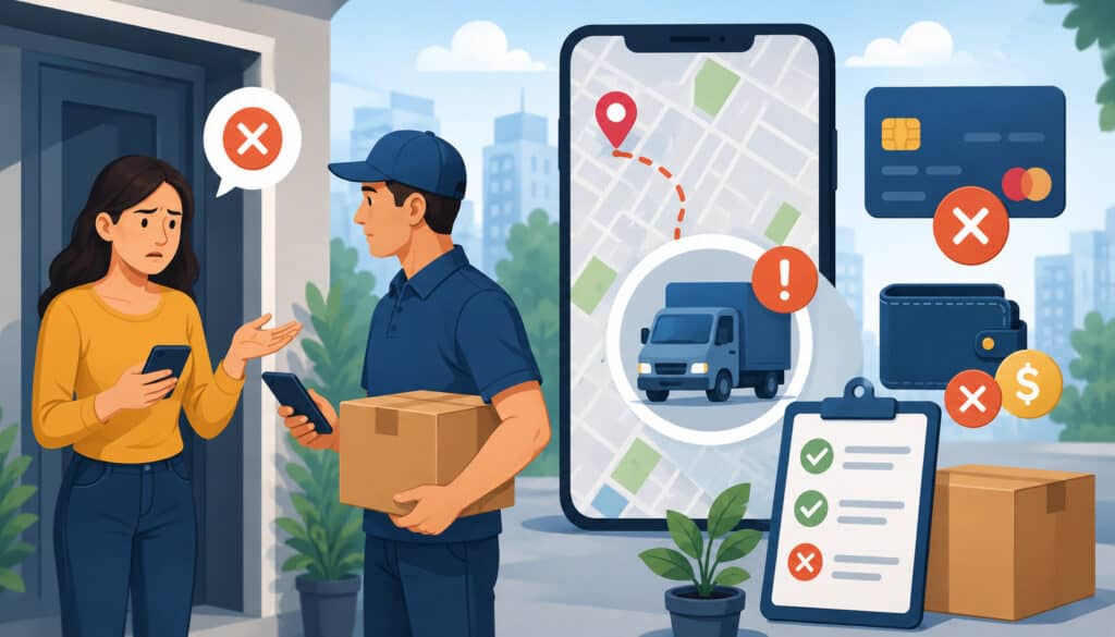 Delivery and payment confirmation issue illustration