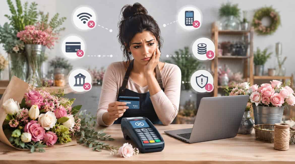 Florist with payment processing issues at flower shop