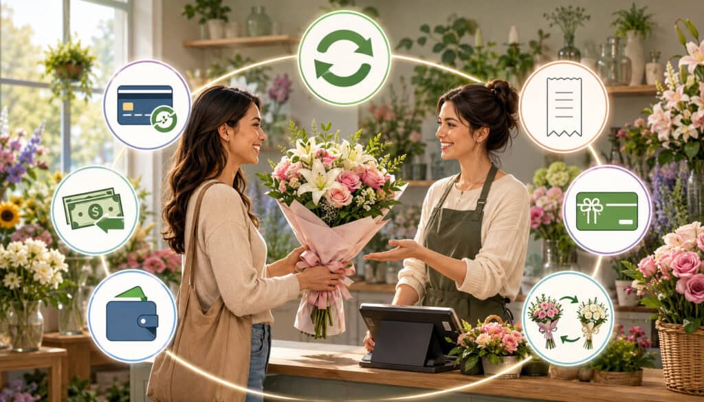 Flower shop refund options illustration