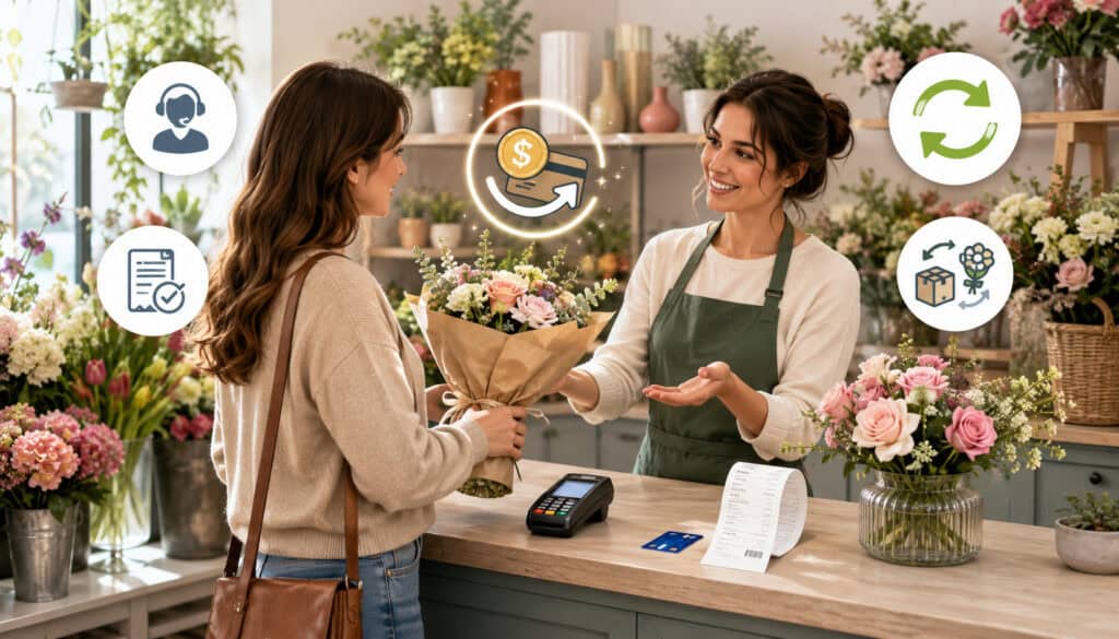Flower shop refund policy illustration